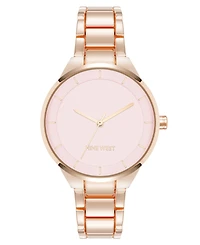 Nine West Women's Quartz Pink and Rose Gold-Tone Metal Alloy Watch, 34mm