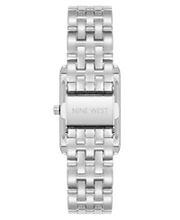 Nine West Women's Quartz Rectangular White and Silver-Tone Metal Alloy Watch, 24mm
