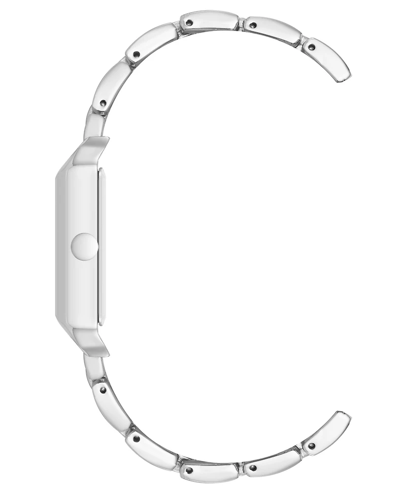 Nine West Women's Quartz Rectangular Silver-Tone Metal Alloy Bracelet Watch, 24mm