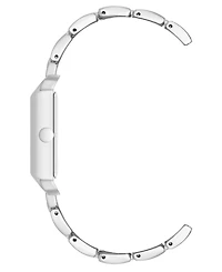 Nine West Women's Quartz Rectangular Silver-Tone Metal Alloy Bracelet Watch, 24mm