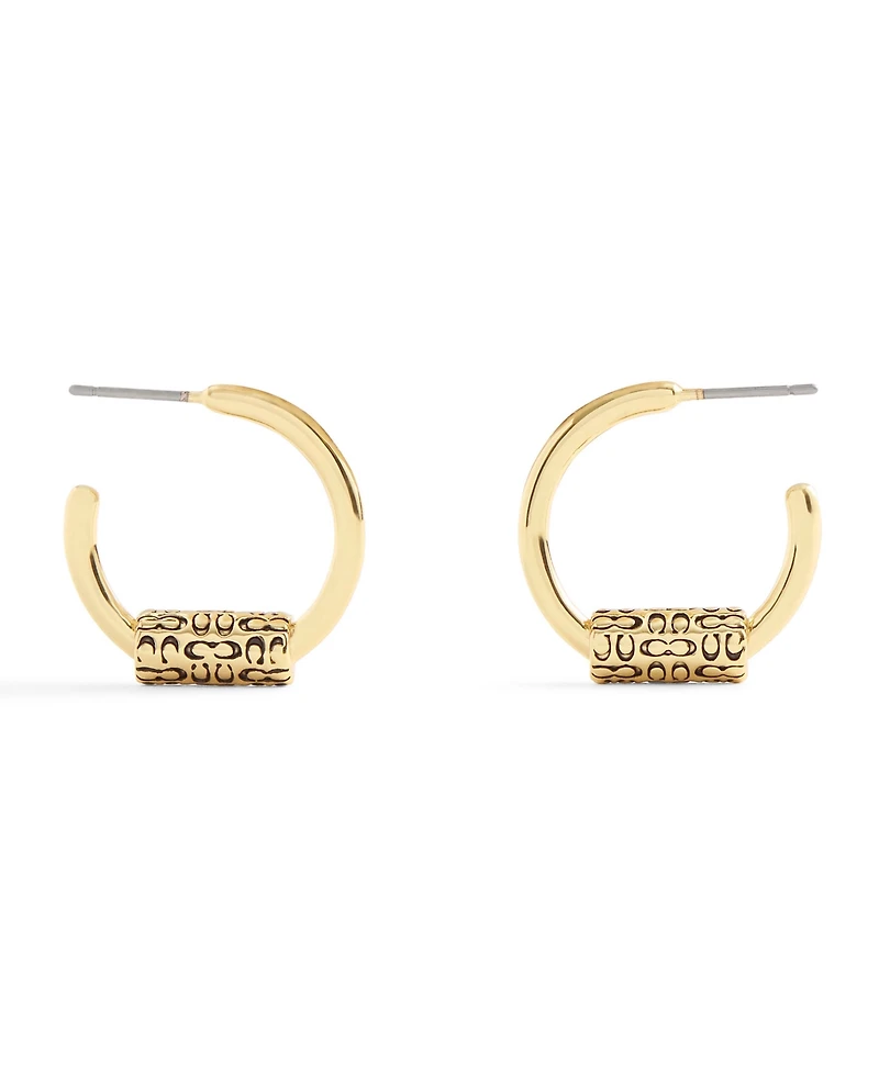 Coach Small Signature Quilted Tube Huggie Earrings