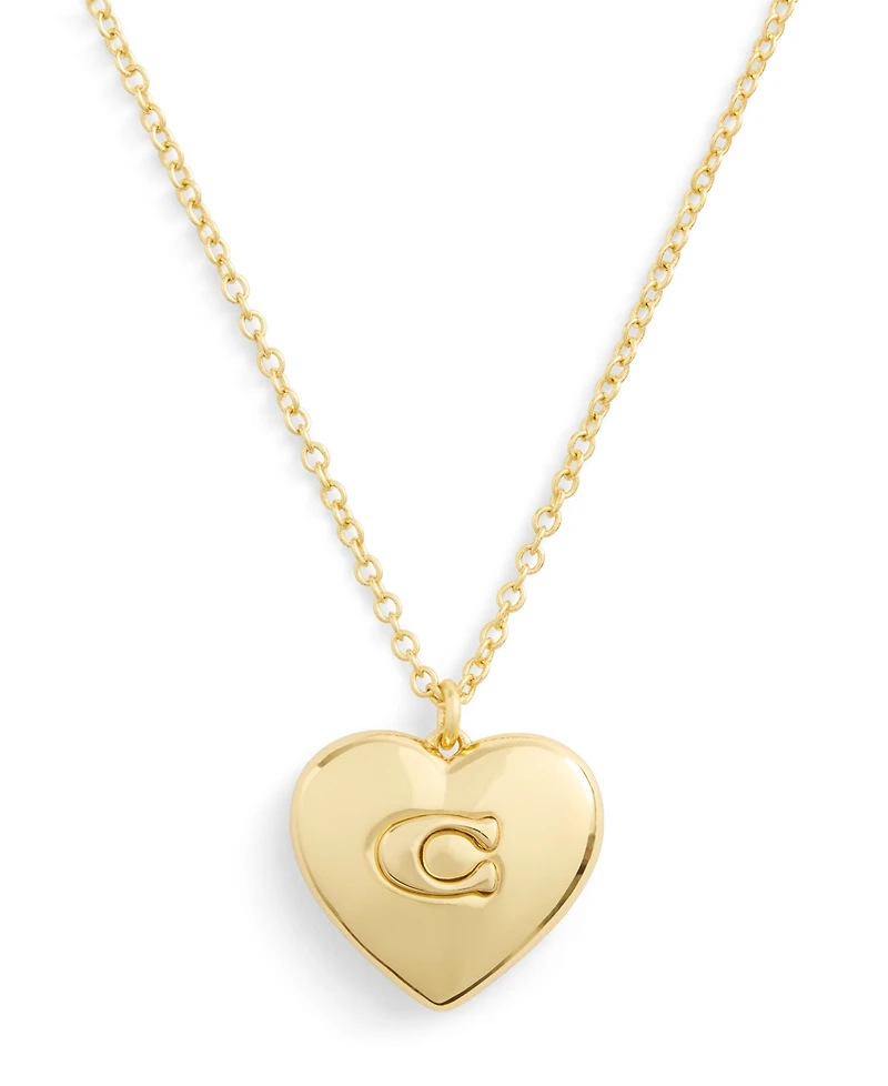 Coach Signature Puffy Heart Pendant Necklace