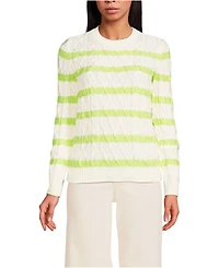Lands' End Women's Aran Cable Crew Neck Sweater