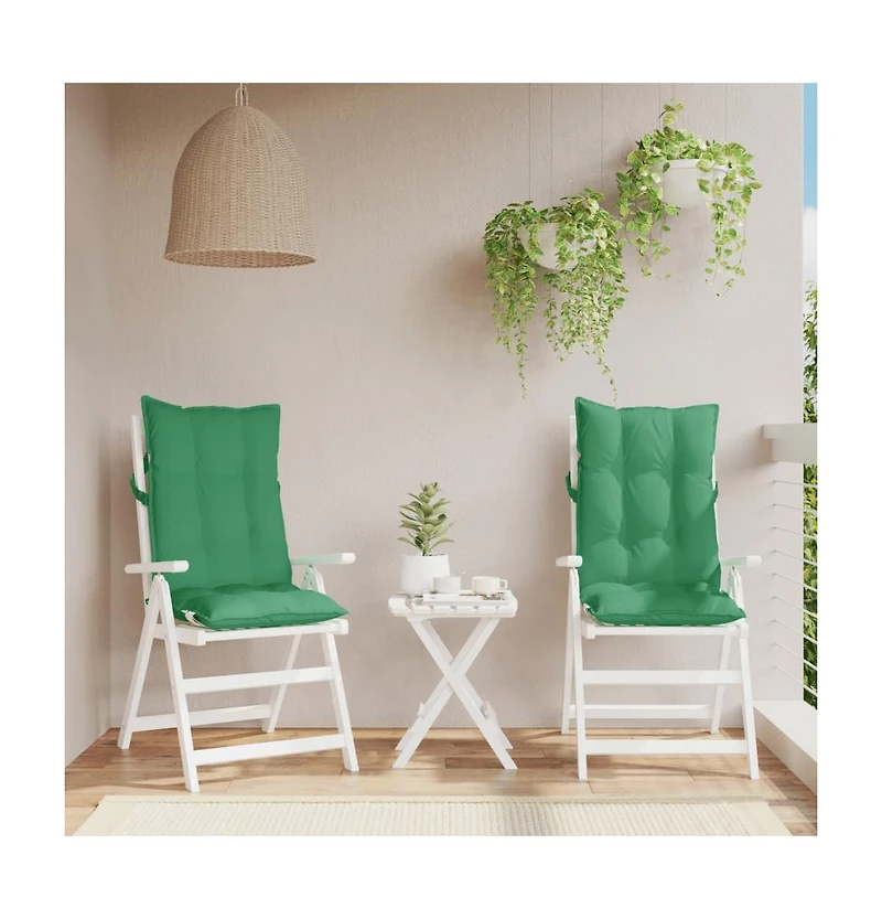 Highback Chair Cushions 2 pcs Green Oxford Fabric