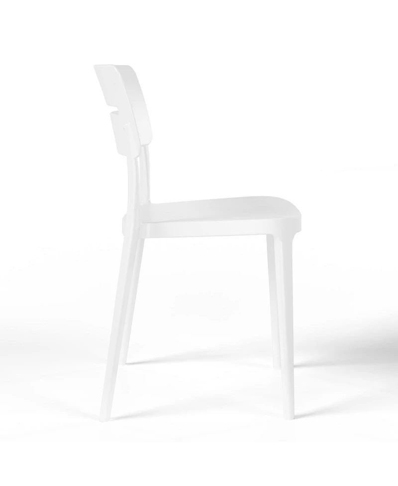 Outdoor Modern Stackable Plastic Patio Dining Chairs (Set of