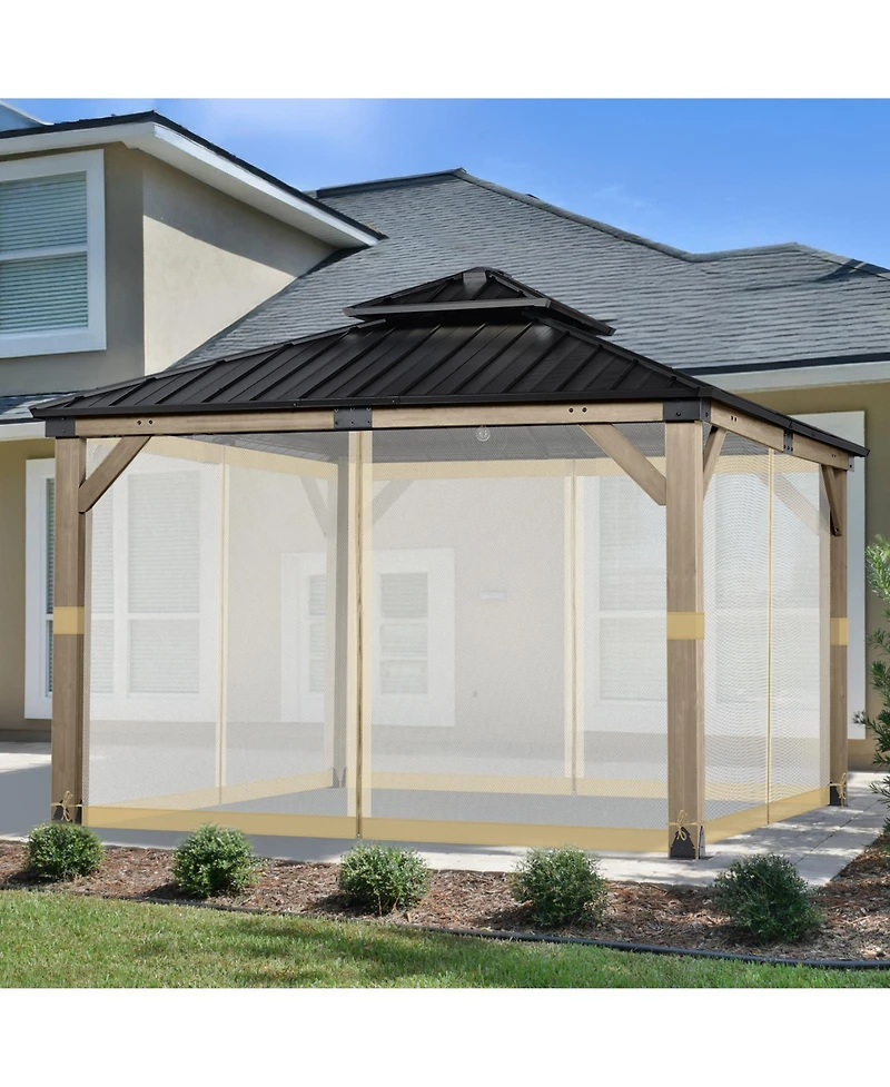 Aoodor Universal 10 x 10 ft. Gazebo Replacement Mosquito Netting Screen 4-Panel Sidewalls(Only Netting)