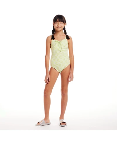 Toddler/Child Girls Floral Check Print Swimsuit