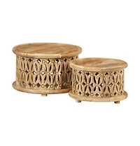 2 Piece Coffee Table Set Solid Wood Mango