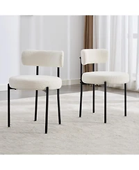 Dyhome Kitchen Chairs Mid-Century Modern Dining Chairs Set of 2, Kitchen Dining Room Chairs, Polyester Upholstered Wishbone Dining Chair