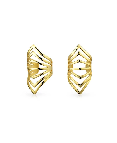 Bling Jewelry Minimalist Chevron Ear Cuff Cartilage Clip Wrap Helix Gold Plated Silver