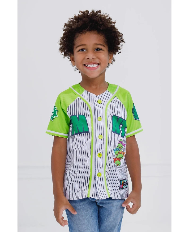 Teenage Mutant Ninja Turtles Mesh Baseball Jersey Button Down Dress Shirt