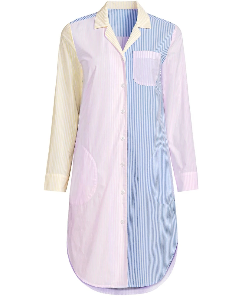 Lands' End Plus Size Cotton Poplin Long Sleeve Sleepshirt Nightgown