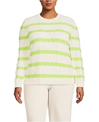Lands' End Women's Plus Aran Cable Crew Neck Sweater