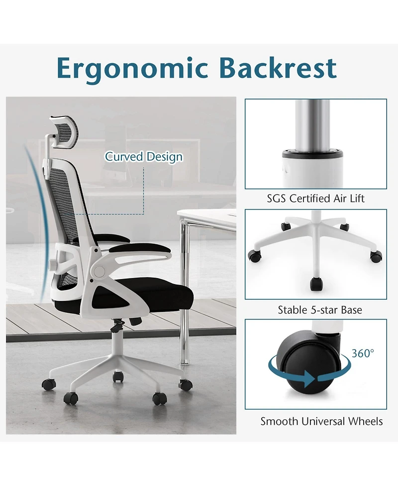 Adjustable Swivel Task Chair Ergonomic Office Chair with Adjustable Lumbar Support