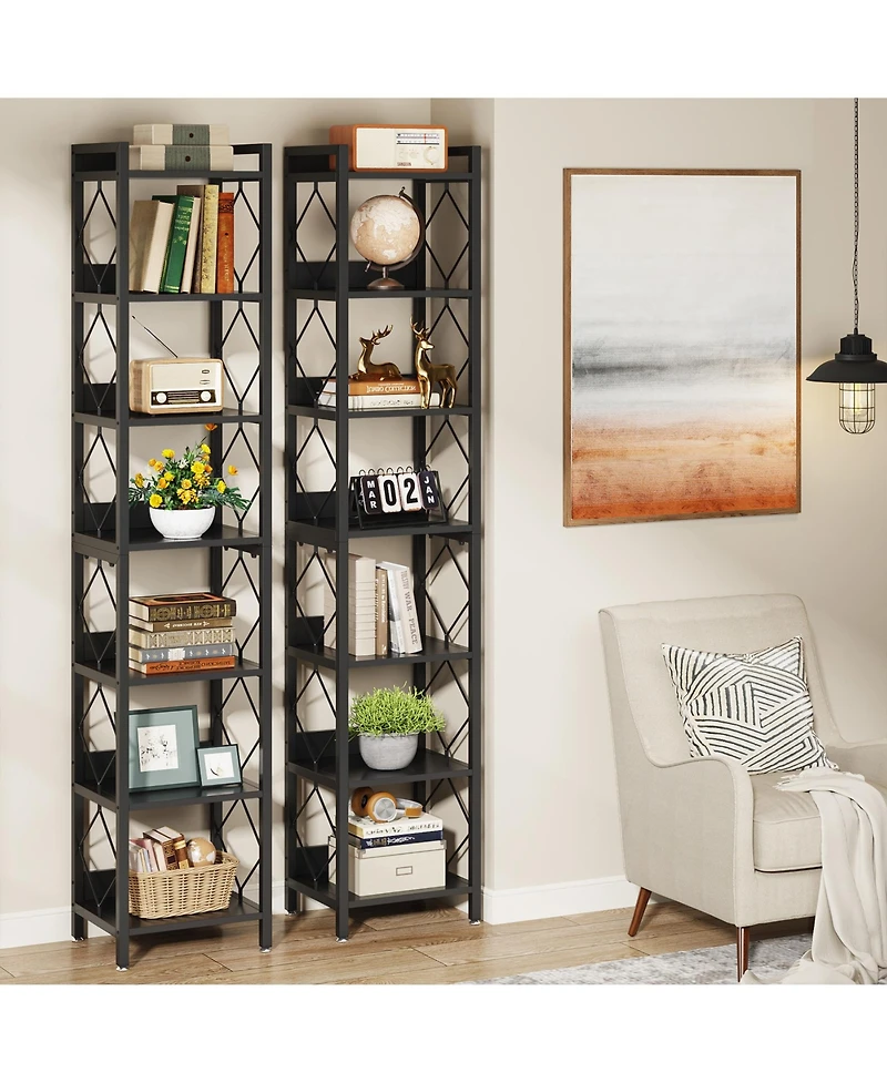 Tribesigns 78.7 Inch Extra Tall Narrow Bookshelf, 9 Tier Bookcase for Small Spaces, Freestanding Display Shelves, Multifunctional Corner Storage Organ