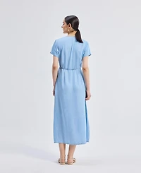 Reistor Women's Maxi Wrap Dress Light Blue