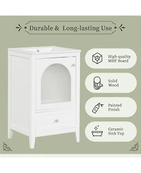 Streamdale 20" Bathroom Vanity with Sink, Bathroom Cabinet with Soft Closing Glass Door, A Drawer, White