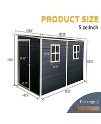 Streamdale 4x8ft Outdoor Storage Shed with Floor, Windows, Doors