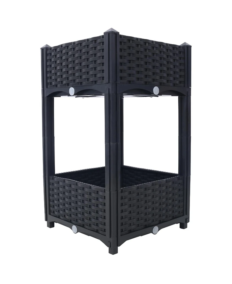 Streamdale Elevated Planter Box for Outdoor Gardening (15.7"x15.7"x27.7", Black)