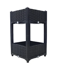 Streamdale Elevated Planter Box for Outdoor Gardening (15.7"x15.7"x27.7", Black)