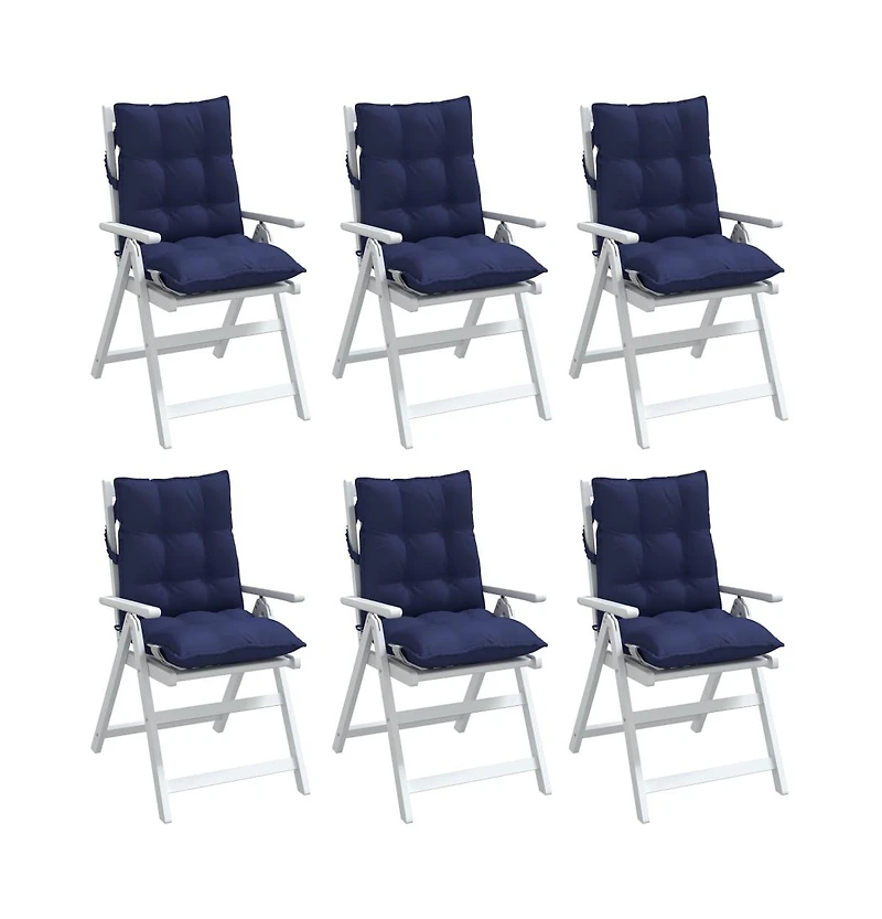 Lowback Chair Cushions 6 pcs Navy Blue Oxford Fabric
