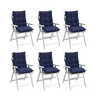 Lowback Chair Cushions 6 pcs Navy Blue Oxford Fabric