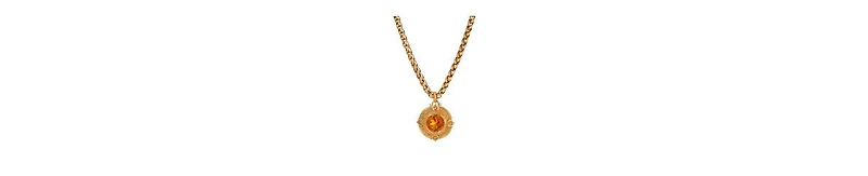 2028 Round Topaz Glass Pendant Necklace