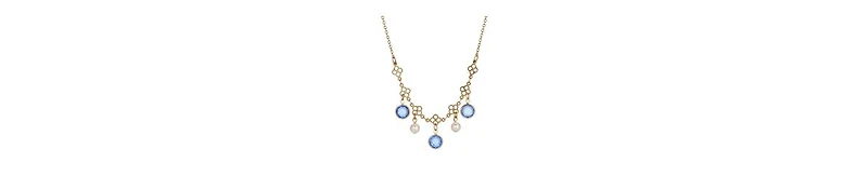 2028 Gold Tone Crystal Faux Cultivated Pearl Bib Necklace