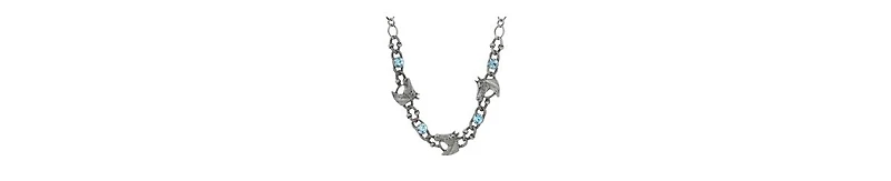 2028 Silver-Tone Horse Blue Crystal Necklace