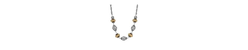 2028 Two-Tone Filigree Bead Collar Necklace
