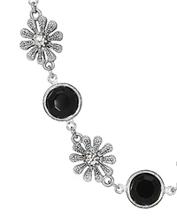 2028 Black Crystal Flower Collar Necklace