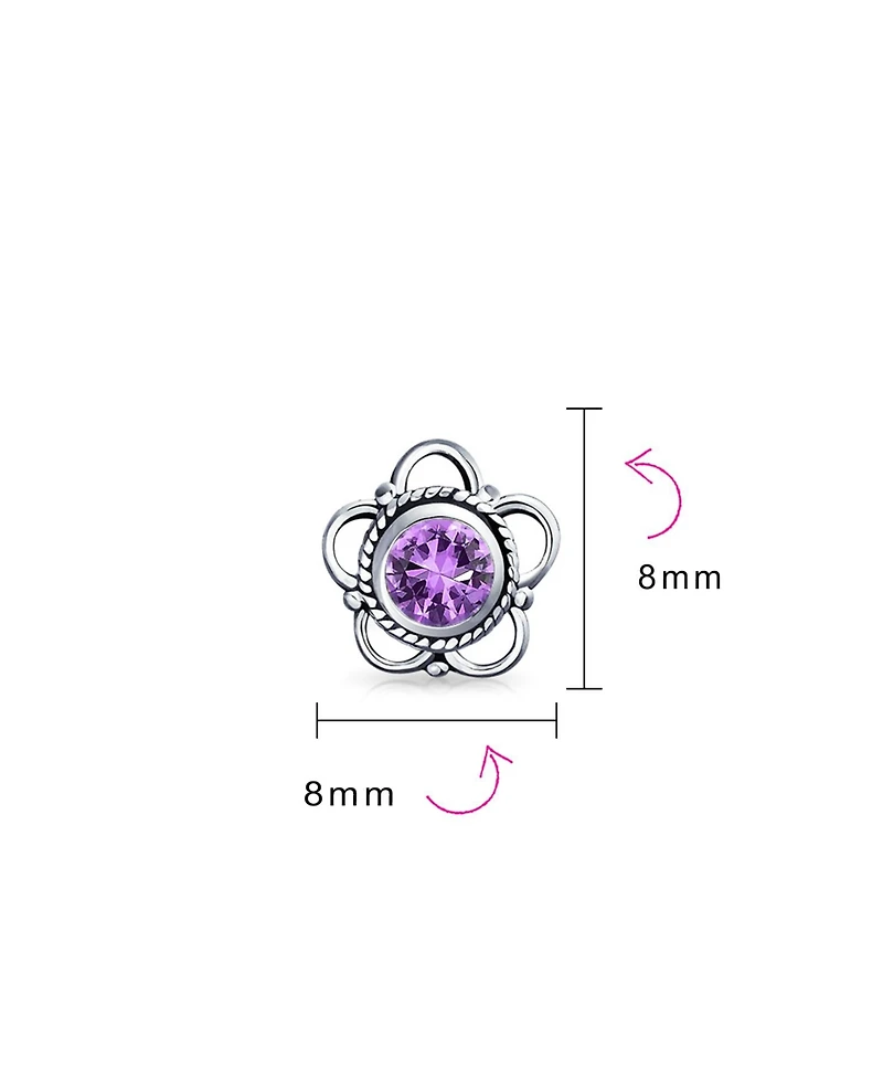 Bling Jewelry Tiny Open Flower Stud Earrings Oxidized Sterling Silver