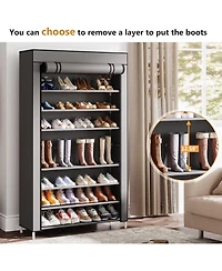 Tribesigns 10 Tier Shoes Rack with Cover,50 Pair Large Shoe Stand, Non-Woven Shoe Storage Cabinet