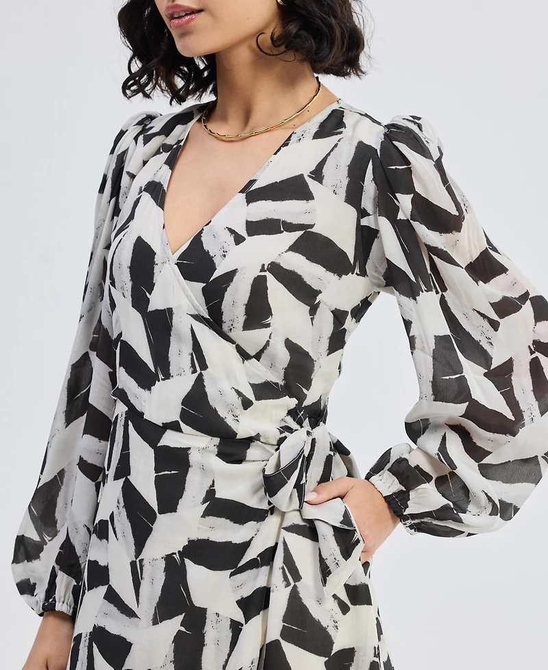 Reistor Women's Midi Wrap Dress Abstract Mosaic