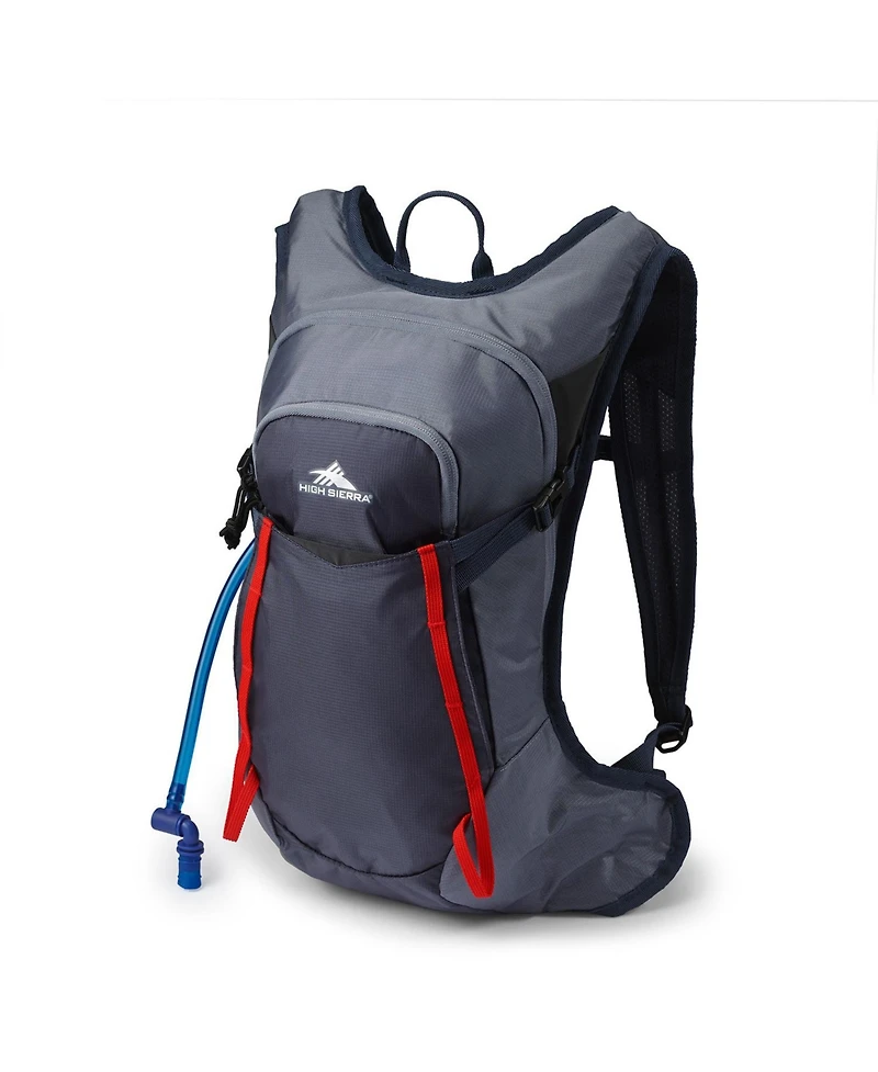 High Sierra Hydrahike 2.0 8L Hydration Water Backpack for Hiking, Gray & Red