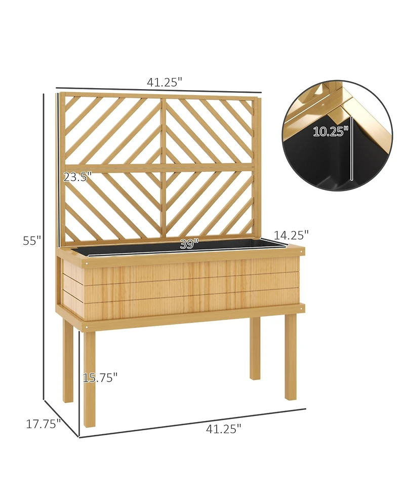 Outsunny Raised Garden Bed with Trellis for Climbing Plants,