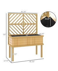 Outsunny Raised Garden Bed with Trellis for Climbing Plants,