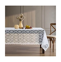 Hlc.me Isabella Floral Lace Fabric Tablecloth, Lace Fabric Table Cloth for Rectangle Tables, Wrinkle Resistant Tablecloth