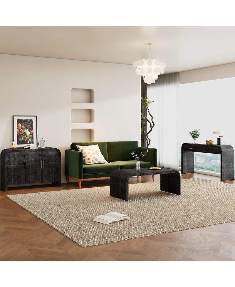 Unique Retro Silhouette Sectional Three-Piece Set Containing Sideboard, Console Table and Coffee