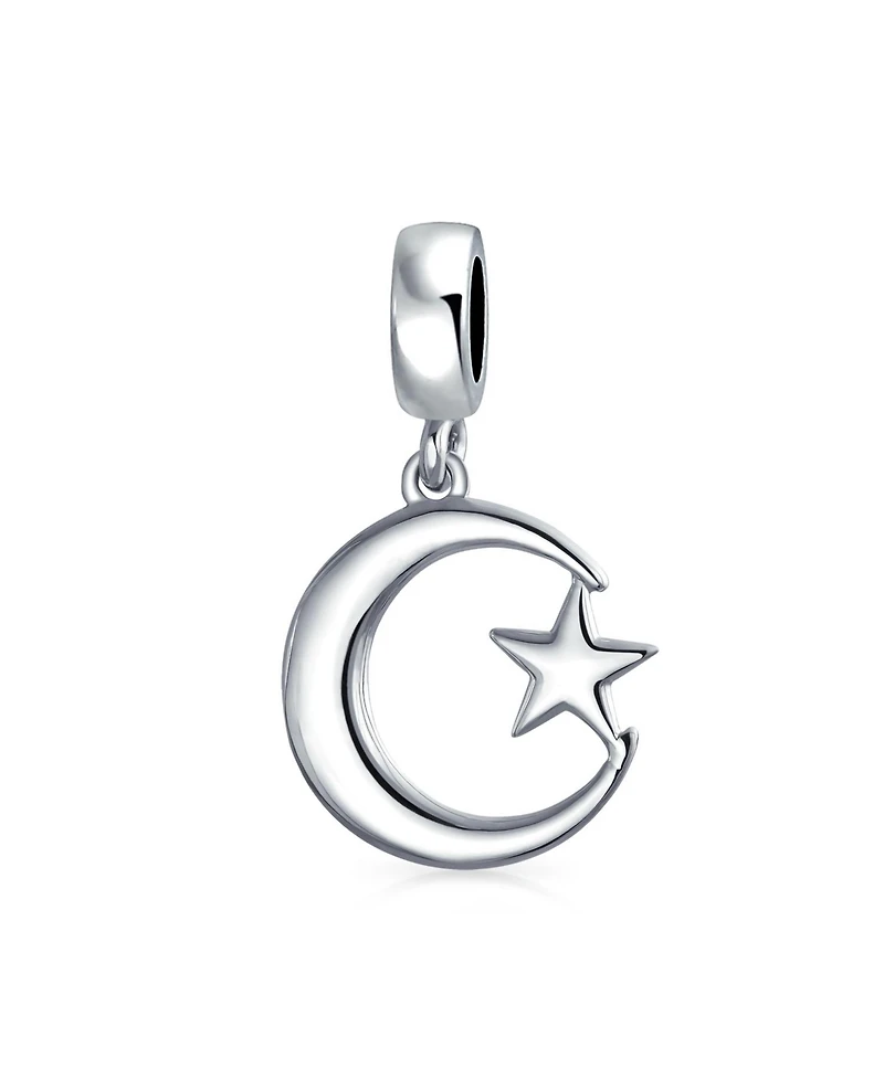 Bling Jewelry Inspirational Celestial Moon Star Dangle Charm Bead Sterling Silver for Bracelet
