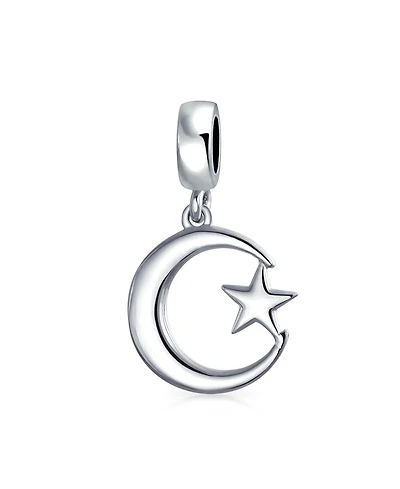 Bling Jewelry Inspirational Celestial Moon Star Dangle Charm Bead Sterling Silver for Bracelet