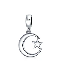 Bling Jewelry Inspirational Celestial Moon Star Dangle Charm Bead Sterling Silver for Bracelet