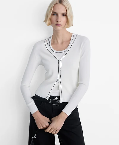 Mango Women's V-Neck Knitted Cardigan Sweater