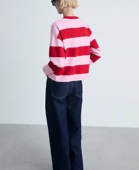 Mango Women's Round-Neck Striped Sweater