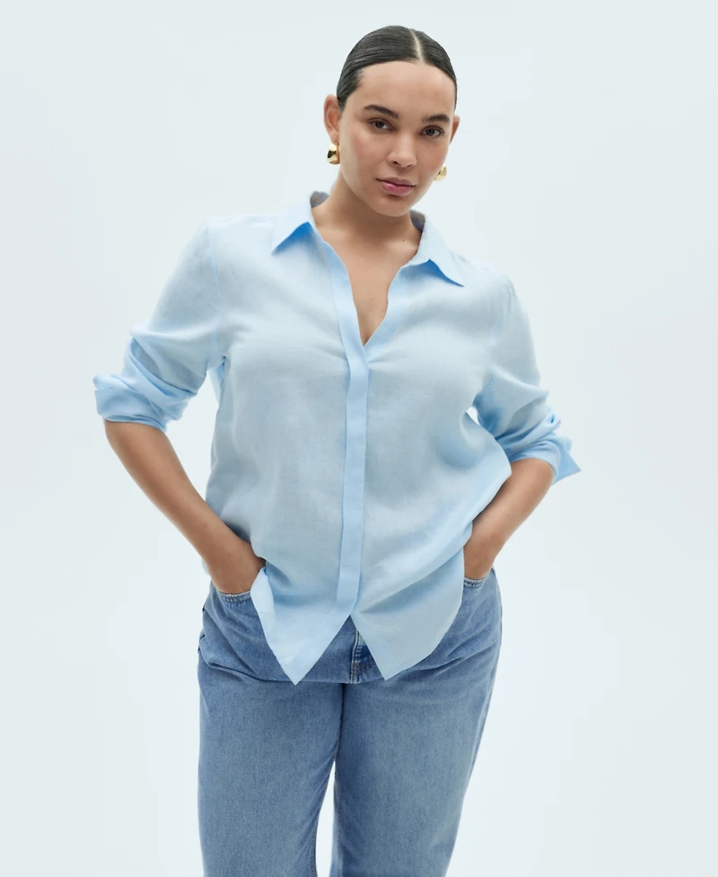 Mango Women's Regular-Fit Linen Shirt