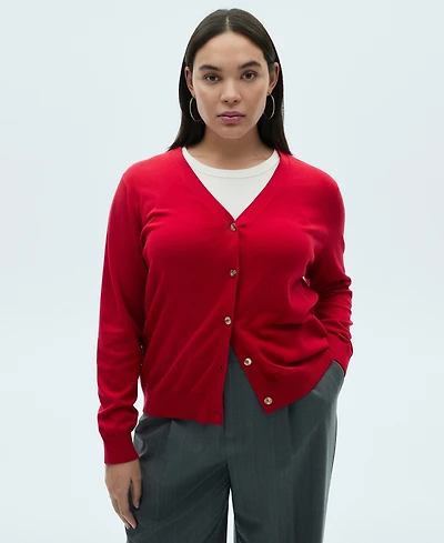 Mango Women's Mulberry Silk Blend Ribbed Cardigan Sweater