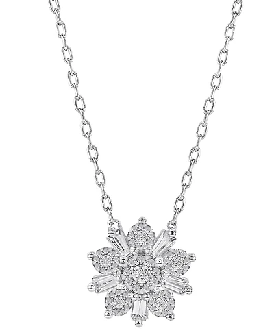 Diamond Flower 18" Pendant Necklace (1/2 ct. t.w.) in 14k White Gold