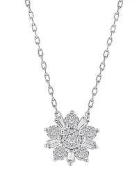 Diamond Flower 18" Pendant Necklace (1/2 ct. t.w.) in 14k White Gold