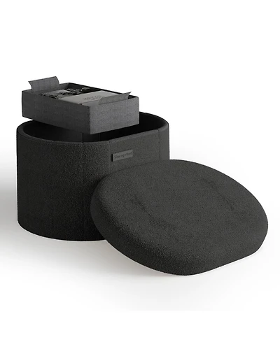 Ovel Boucle Ottoman Storage Bench – Modern Foot Stool