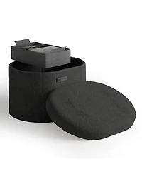 Ovel Boucle Ottoman Storage Bench – Modern Foot Stool